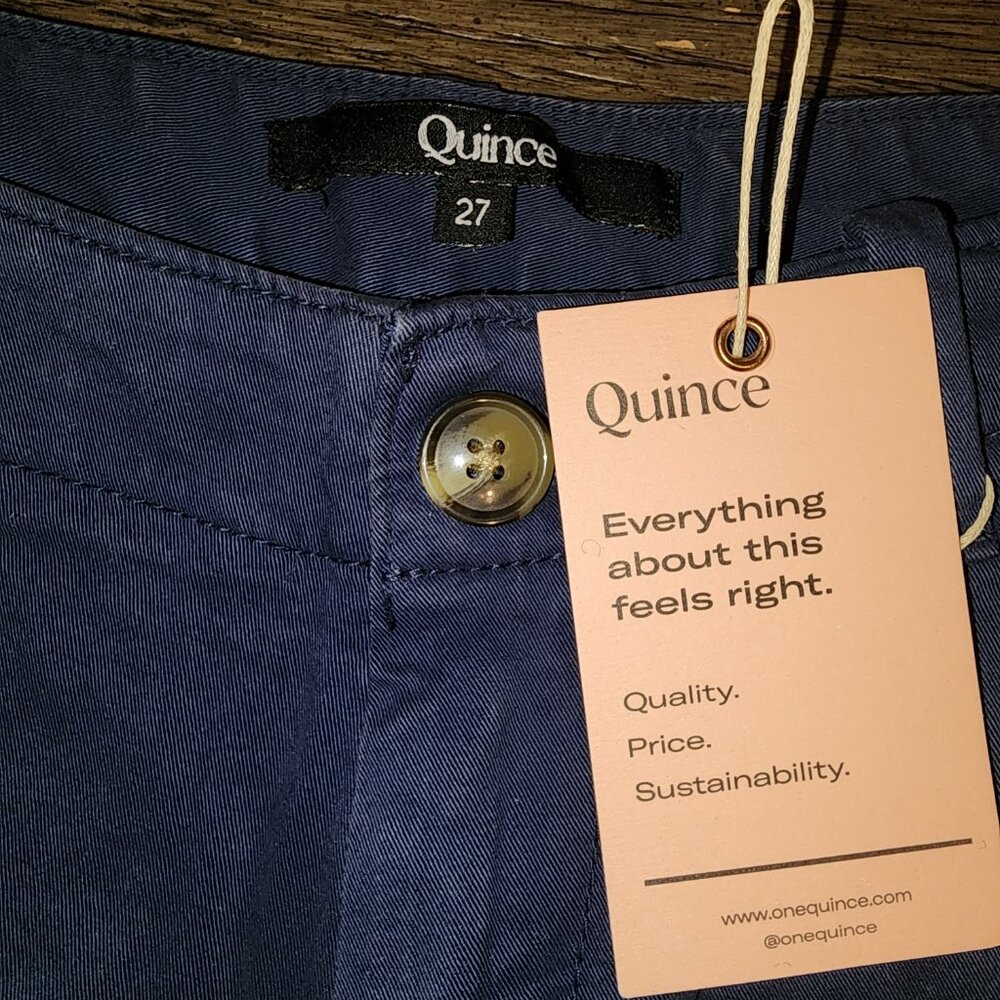 Quince Stretch Cotton Twill Girlfriend Chino Pants NWT Navy Size 24 - Picture 5 of 8